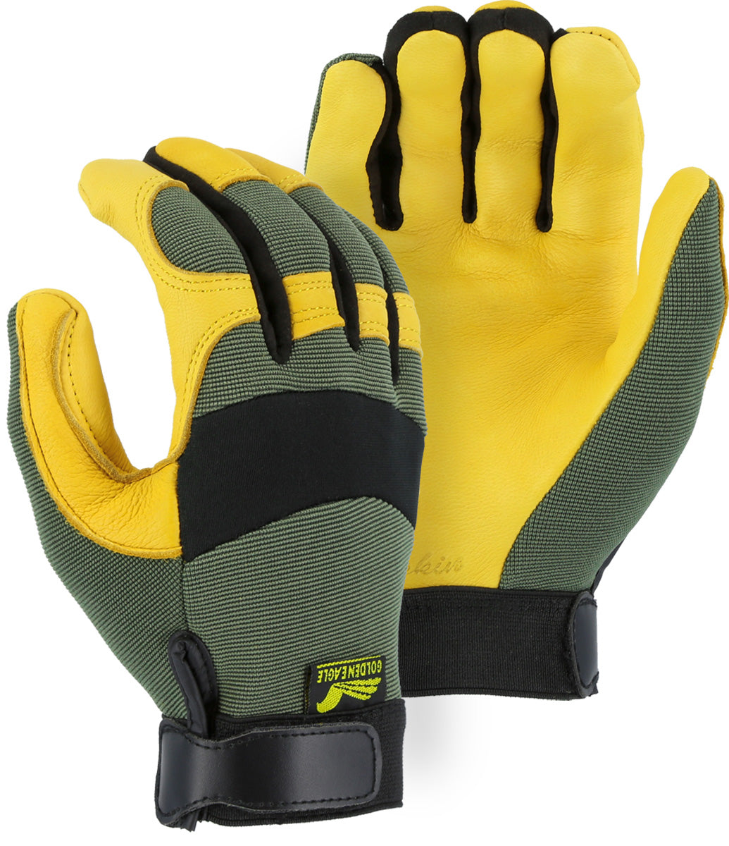 2150GR - Grain Deerskin Mechanics Glove with Green Back image 0