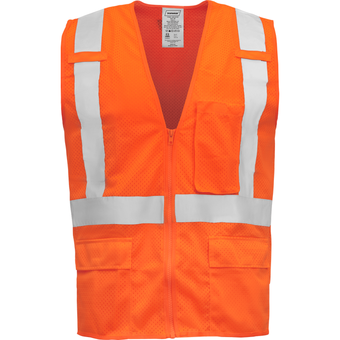 1284-Z-RD - Economy Safety Vest with Zipper and Radio Clips image 8