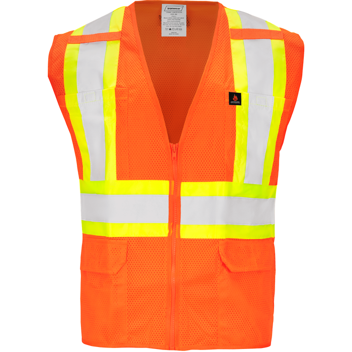 1287FR-Z-RD - FR Safety Vest with Zipper and Radio Clips image 2